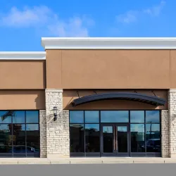 A recently finished constructed strip mall 